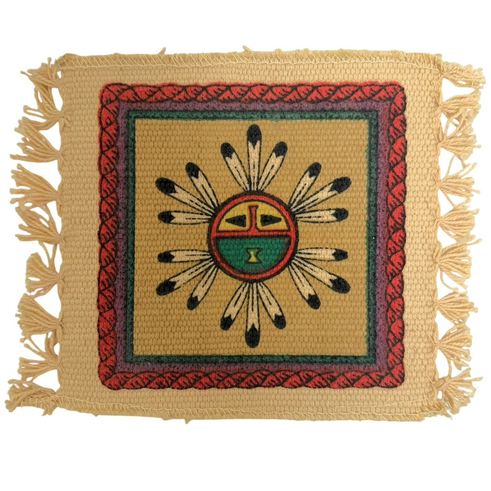 Vintage El Paso Saddle Blanket Co Native America Dollhouse Rug Woven 100% Cotton